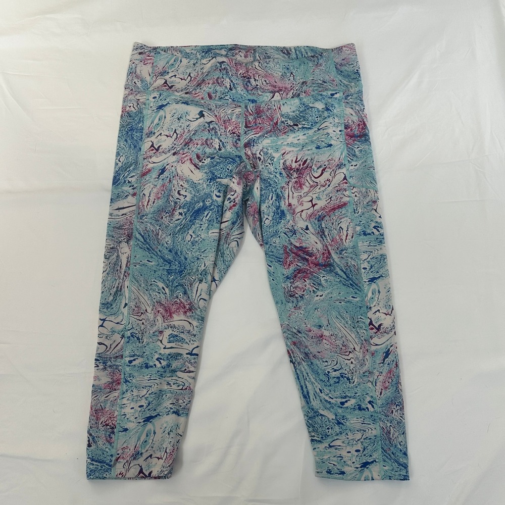 Calvin Klein Performance Womens 3X Marble Swirl Cropped Leggings PF2X6714 Blue